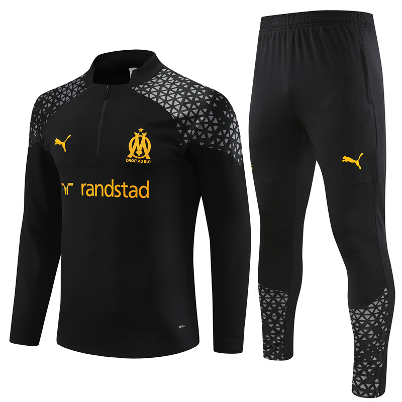 Marseille 23-24 Long Sleeve Training Set -Black and Yellow